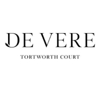 The words De Vere Tortworth Court in black against a white background